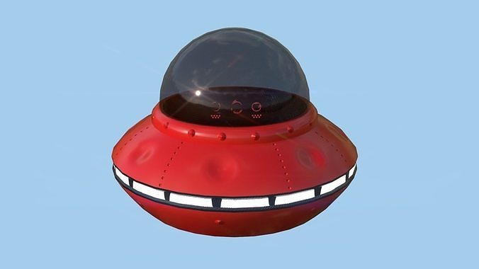 Cartoon UFO A8 - SciFi Flying Saucer - Red Black Low-poly 3D model
