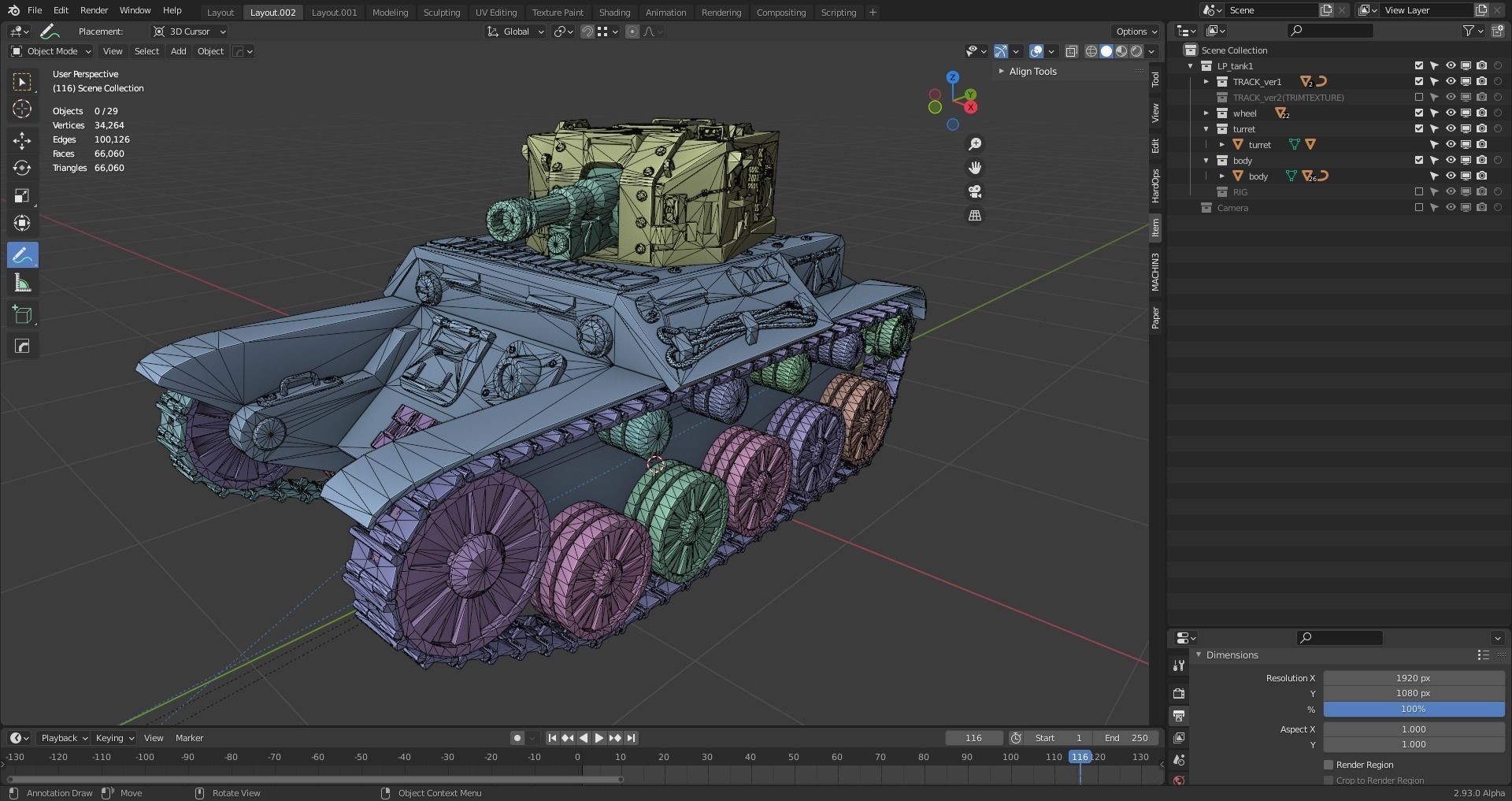 Retro-Futuristic Battle Tank Steel Wanderer Low-poly 3D model_13