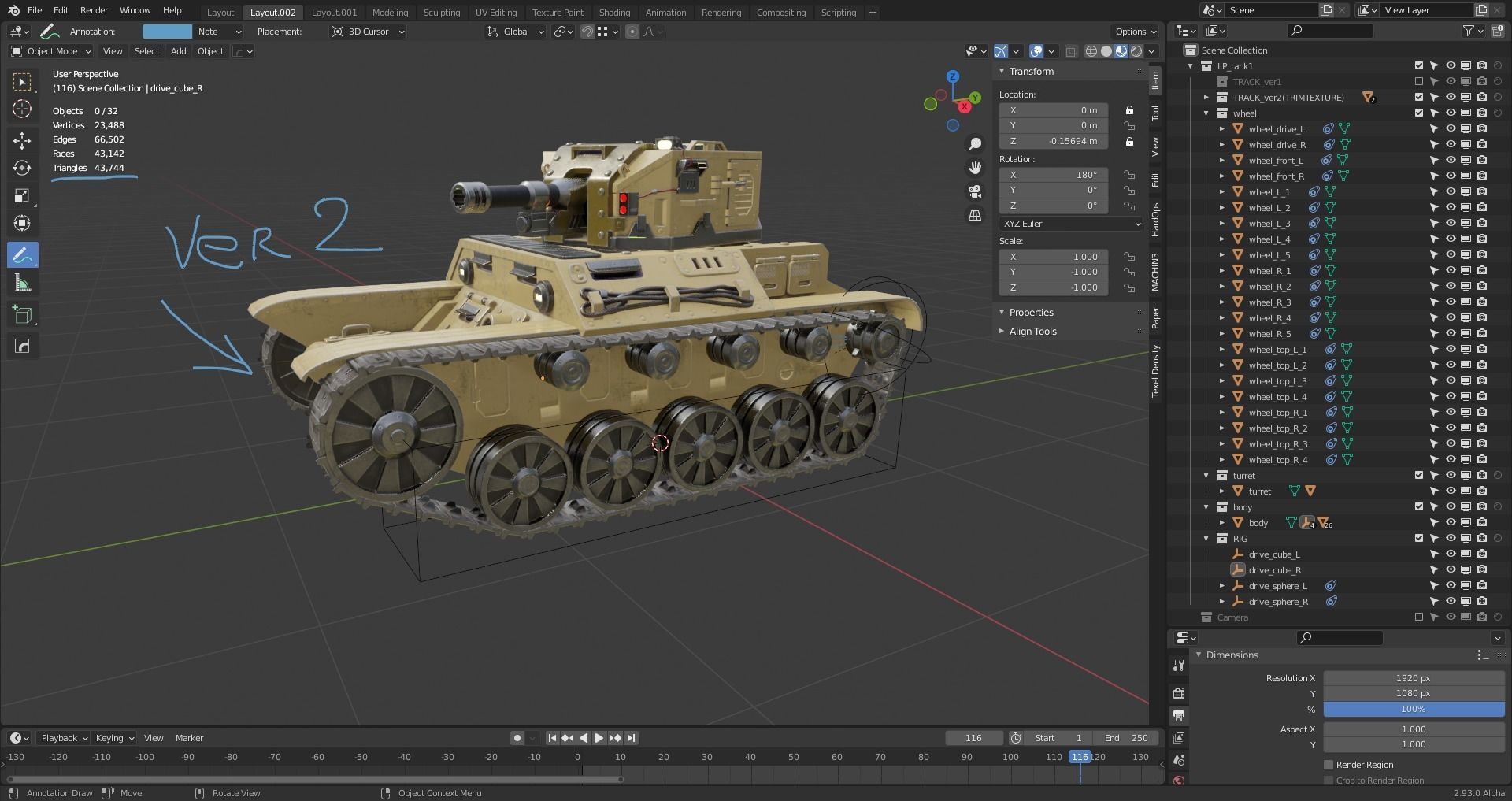 Retro-Futuristic Battle Tank Steel Wanderer Low-poly 3D model_12