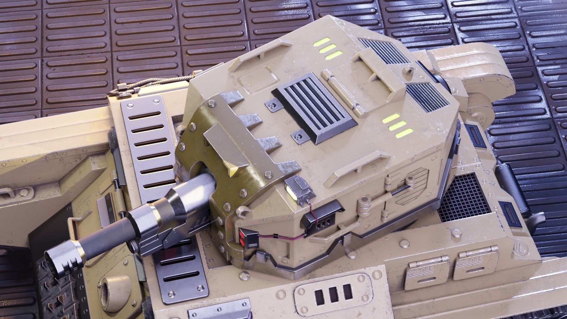 Retro-Futuristic Battle Tank Steel Wanderer Low-poly 3D model_7