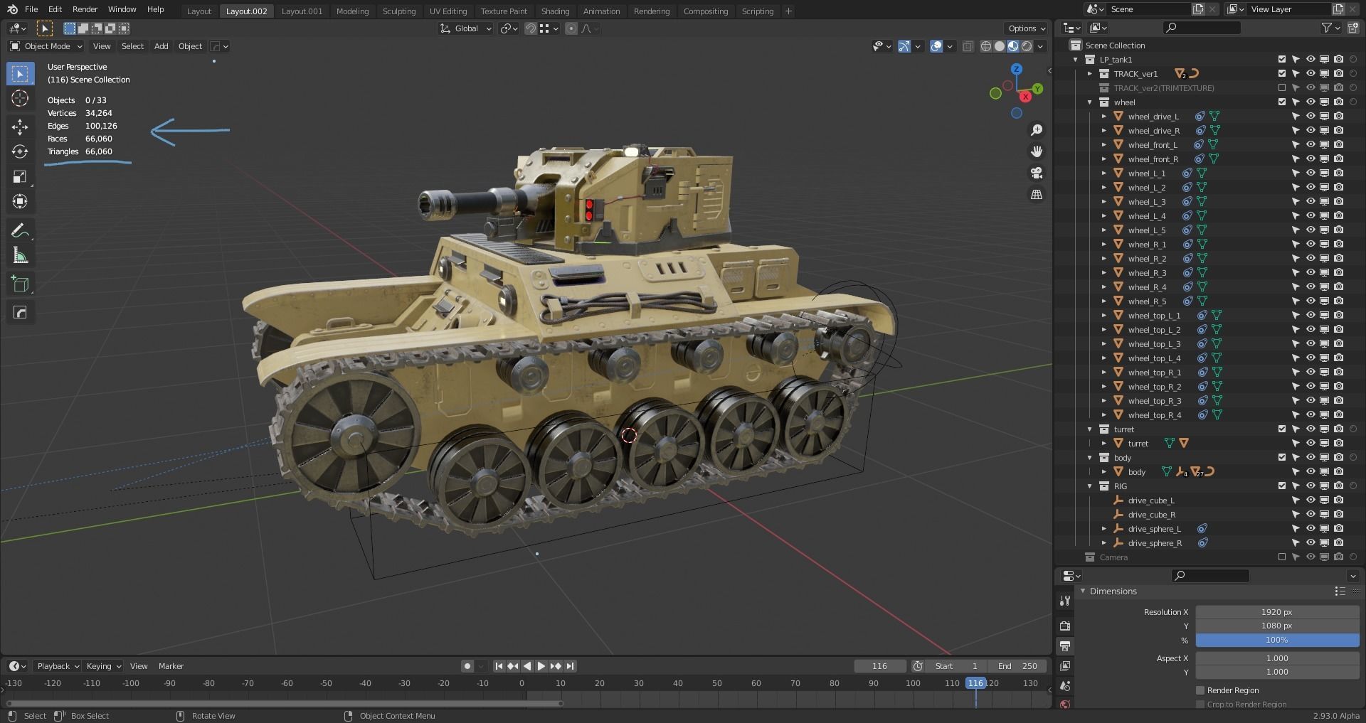 Retro-Futuristic Battle Tank Steel Wanderer Low-poly 3D model_11