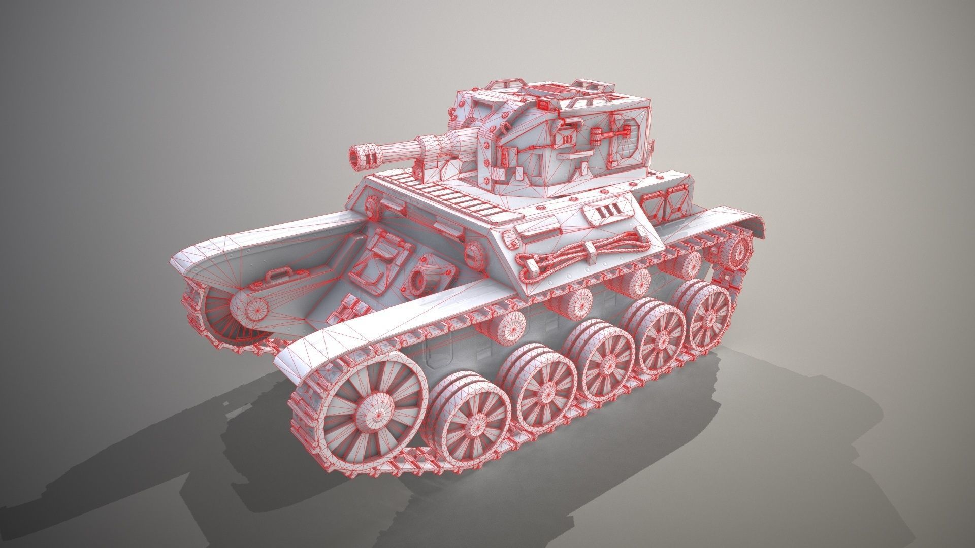Retro-Futuristic Battle Tank Steel Wanderer Low-poly 3D model_18
