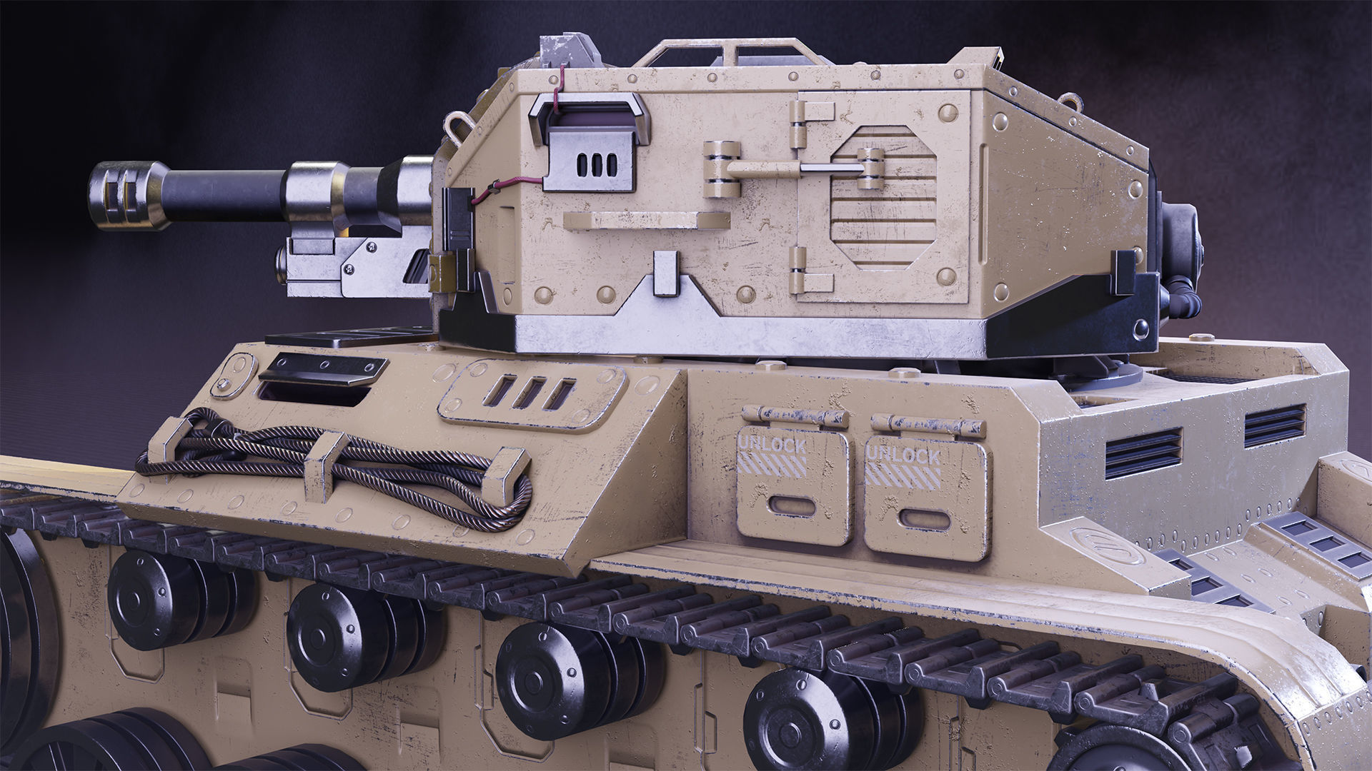 Retro-Futuristic Battle Tank Steel Wanderer Low-poly 3D model_6