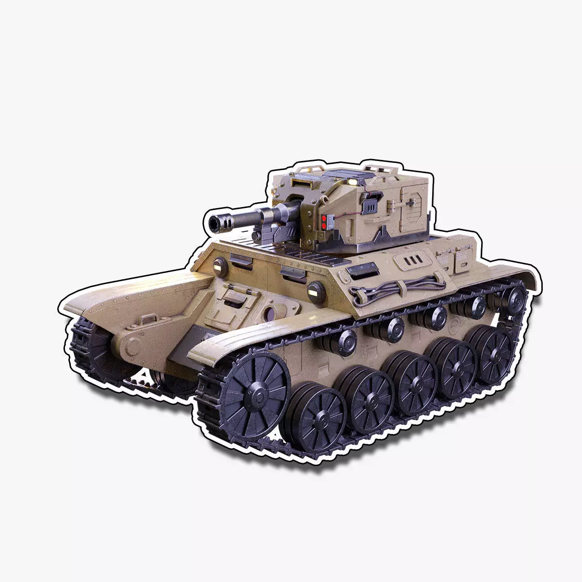 Retro-Futuristic Battle Tank Steel Wanderer Low-poly 3D model_0