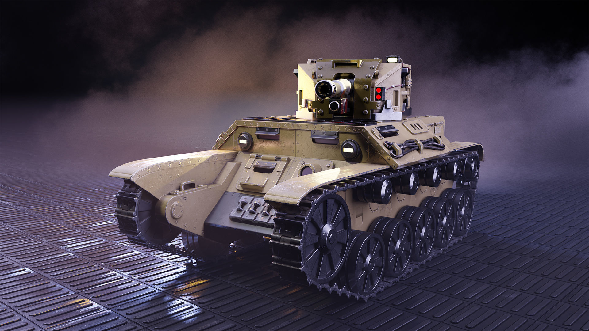 Retro-Futuristic Battle Tank Steel Wanderer Low-poly 3D model_8