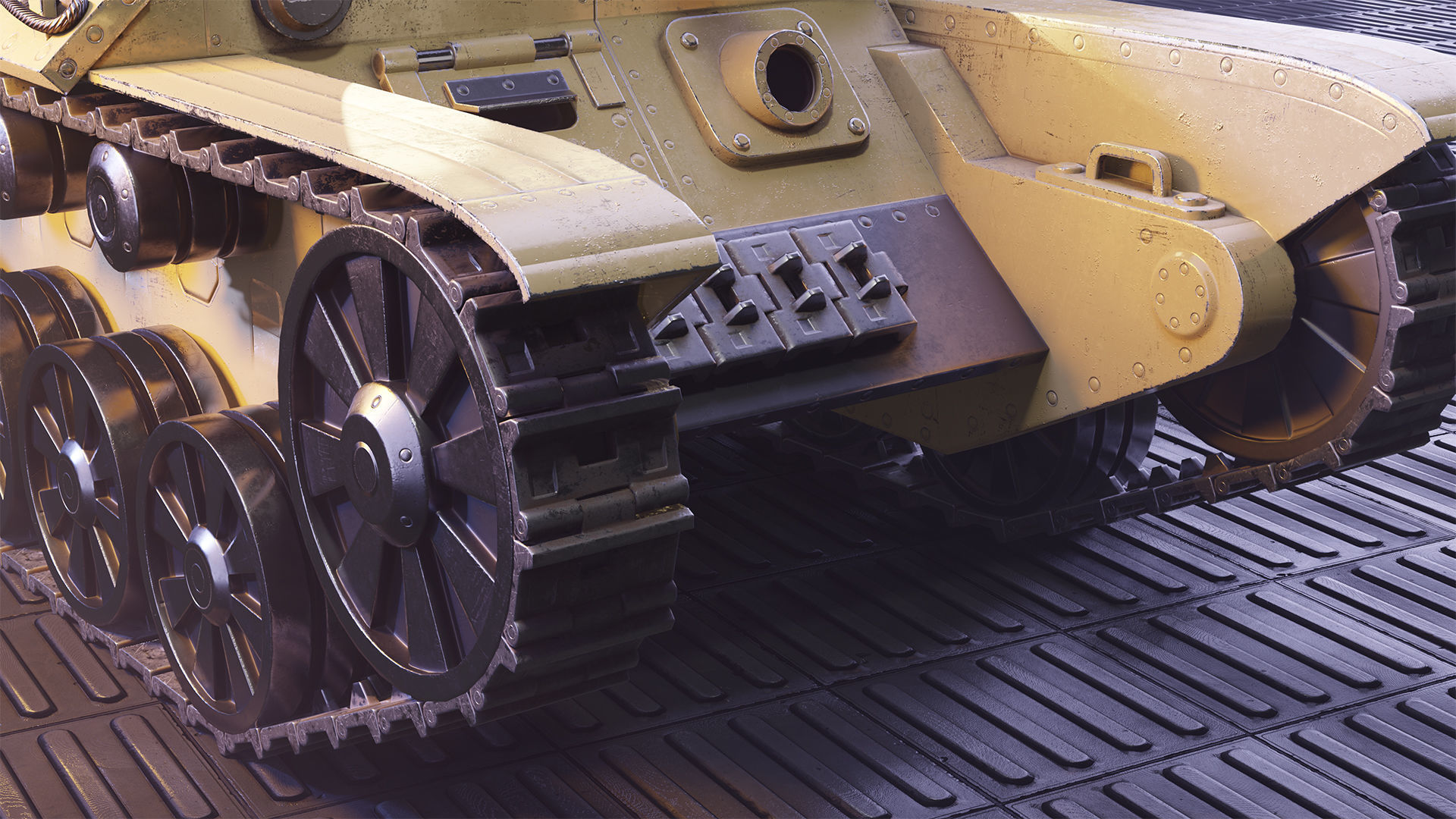 Retro-Futuristic Battle Tank Steel Wanderer Low-poly 3D model_5