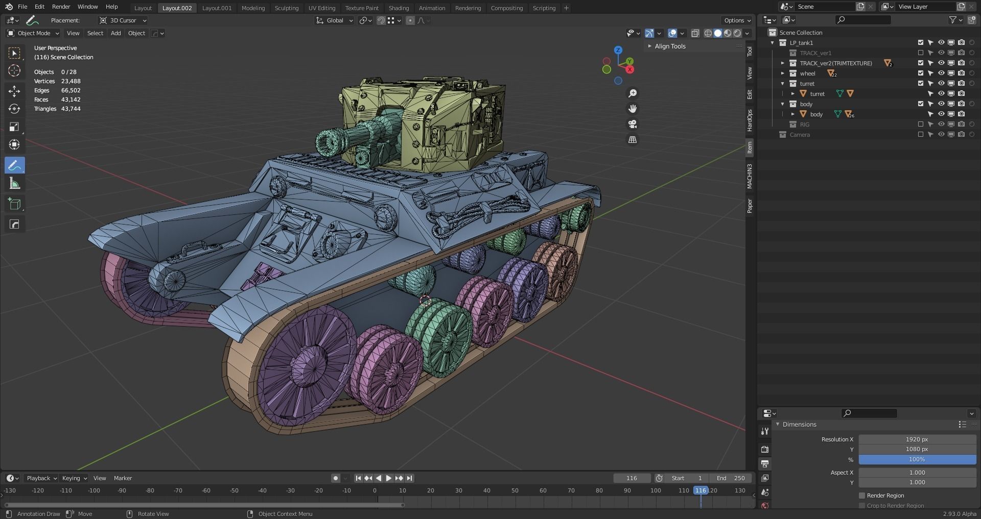 Retro-Futuristic Battle Tank Steel Wanderer Low-poly 3D model_14