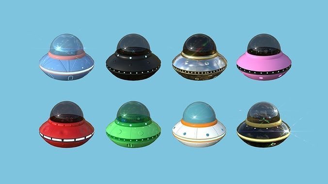 08 Cartoon UFO Collection - SciFi Flying Saucer Asset 