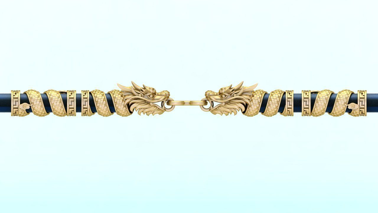 Dragon necklace - Dragon pendant - Wrap leather cord - N843 3D print model_2