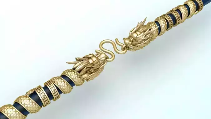 Dragon necklace - Dragon pendant - Wrap leather cord - N843