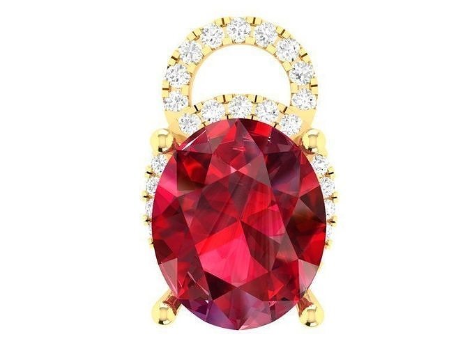 Elegant Oval Gemstone Diamond Pendant for Women 293