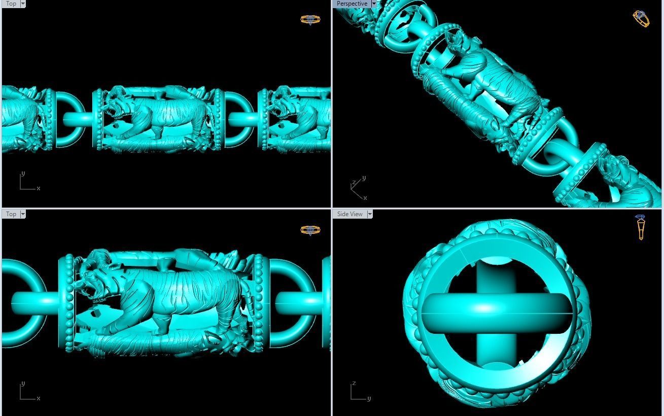 Tiger necklace - Chain necklaces - Tiger bracelet - N1141 3D print model_4