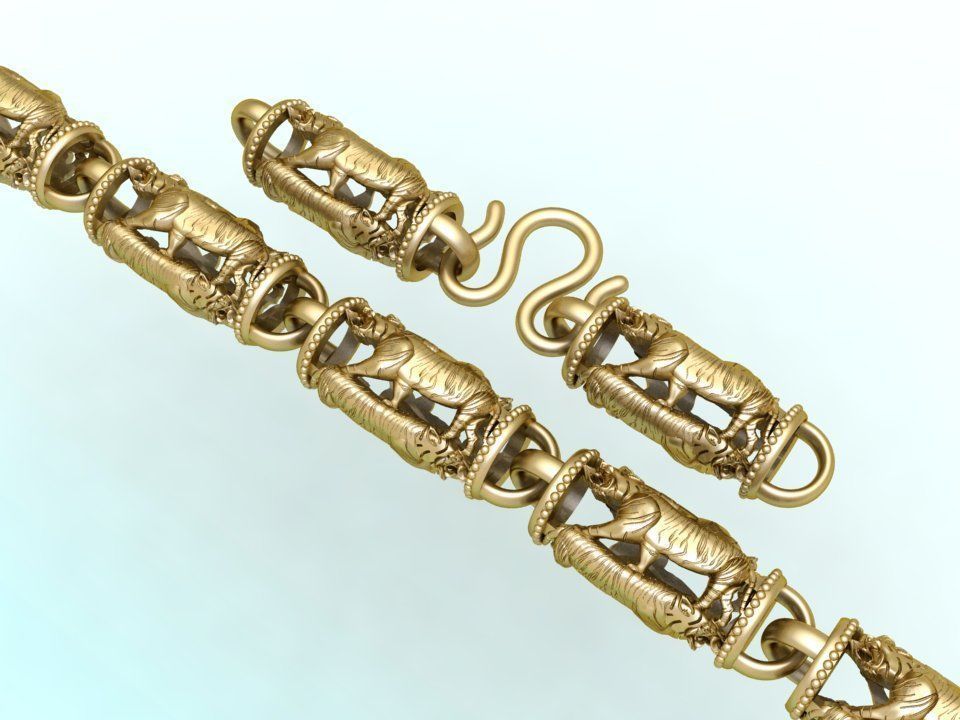 Tiger necklace - Chain necklaces - Tiger bracelet - N1141 3D print model_1