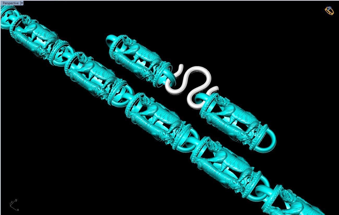 Tiger necklace - Chain necklaces - Tiger bracelet - N1141 3D print model_6