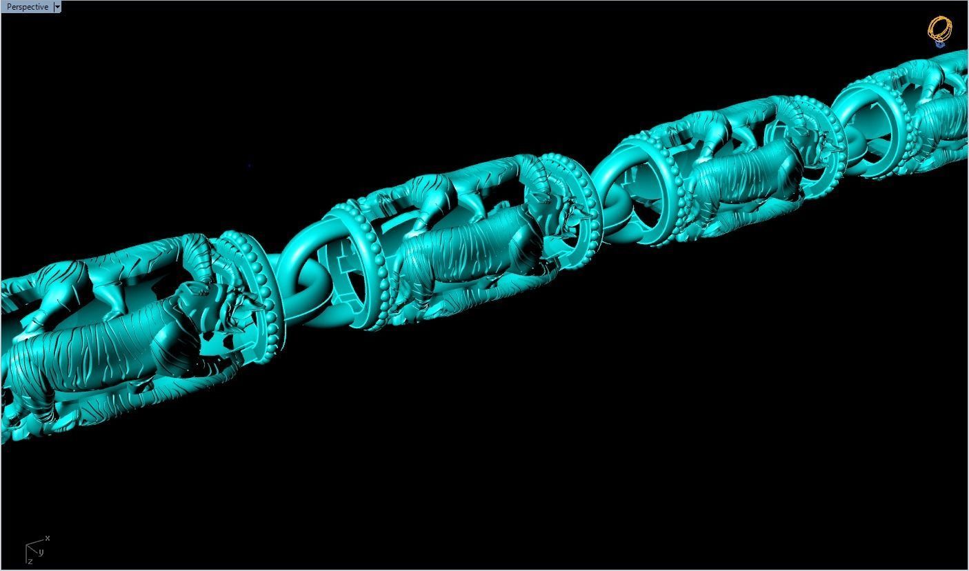 Tiger necklace - Chain necklaces - Tiger bracelet - N1141 3D print model_2