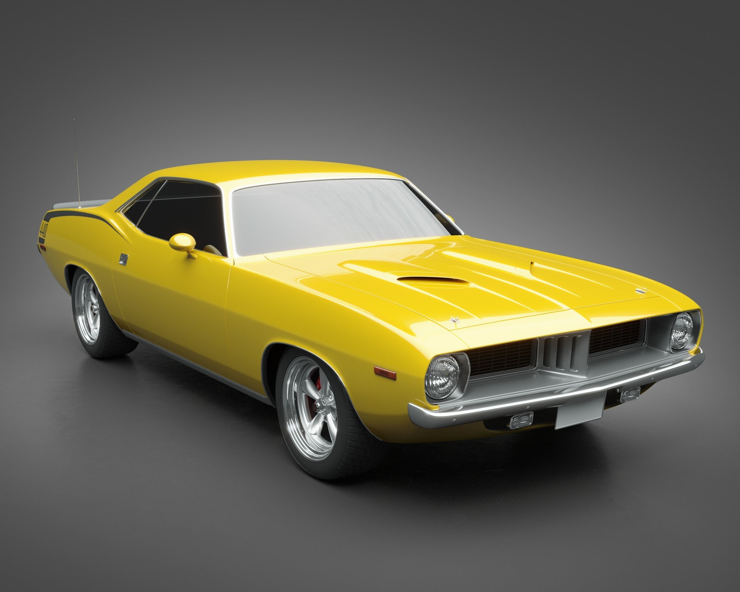 1972 Plymouth Cuda 440 3D model_5