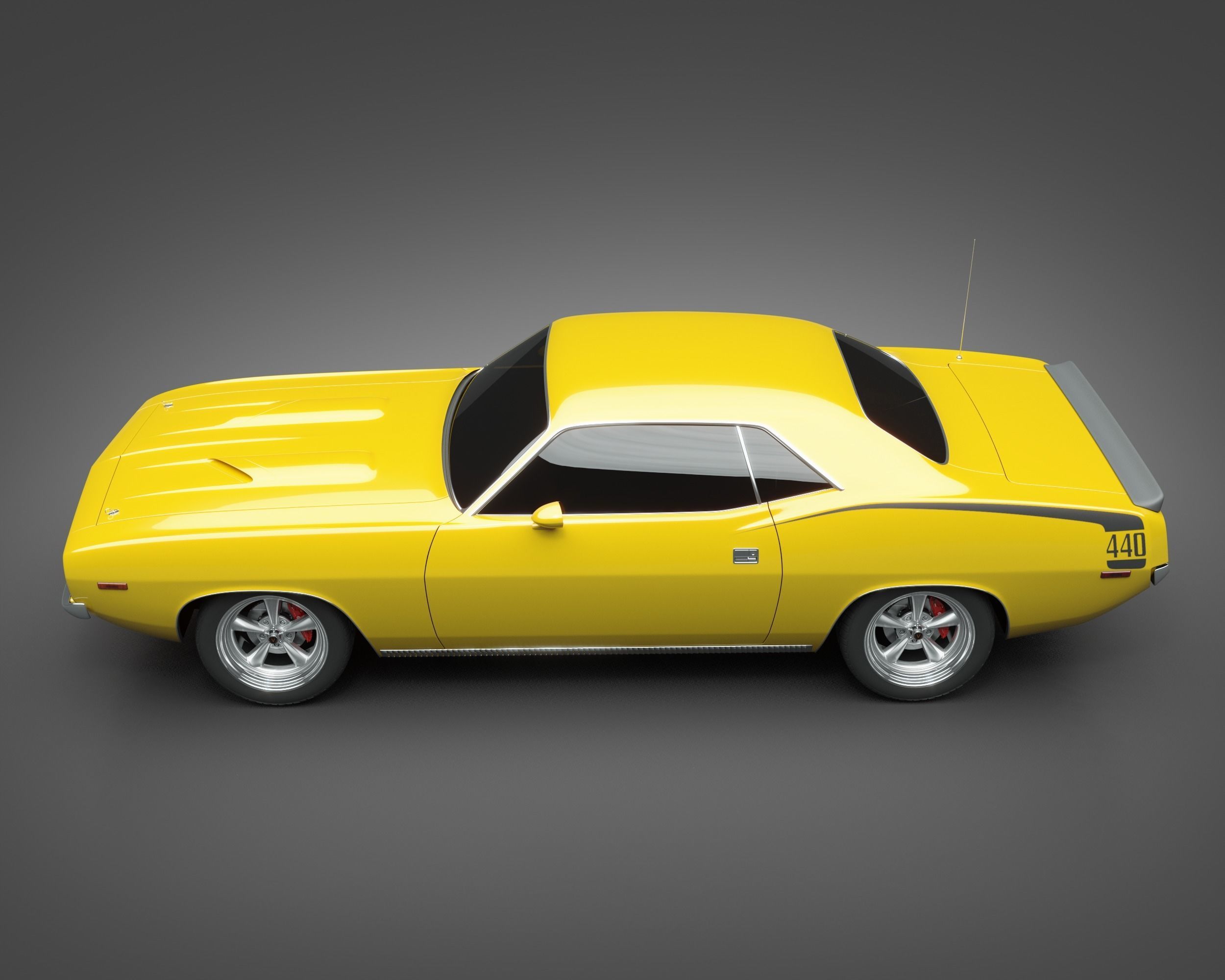 1972 Plymouth Cuda 440 3D model_4