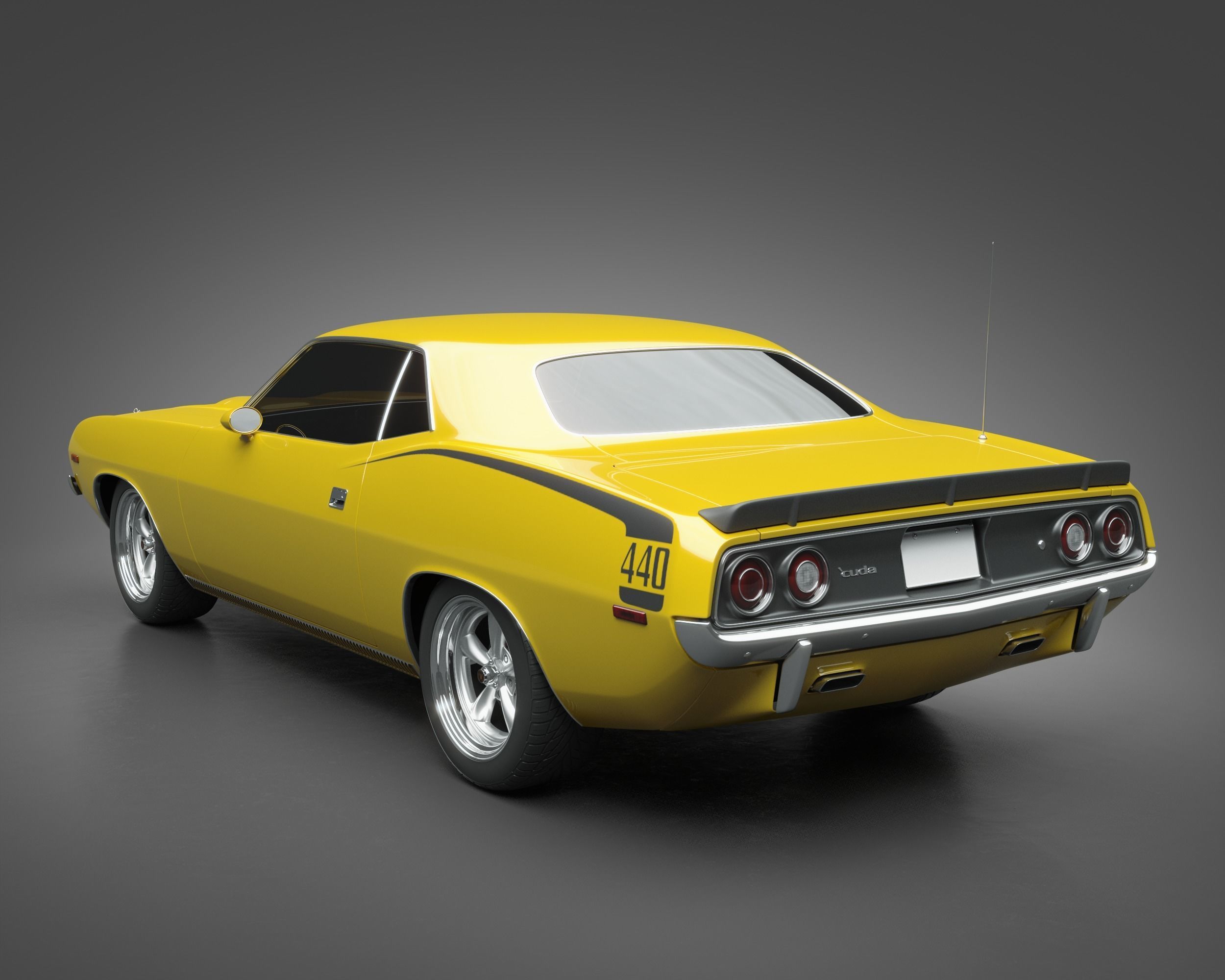 1972 Plymouth Cuda 440 3D model_6