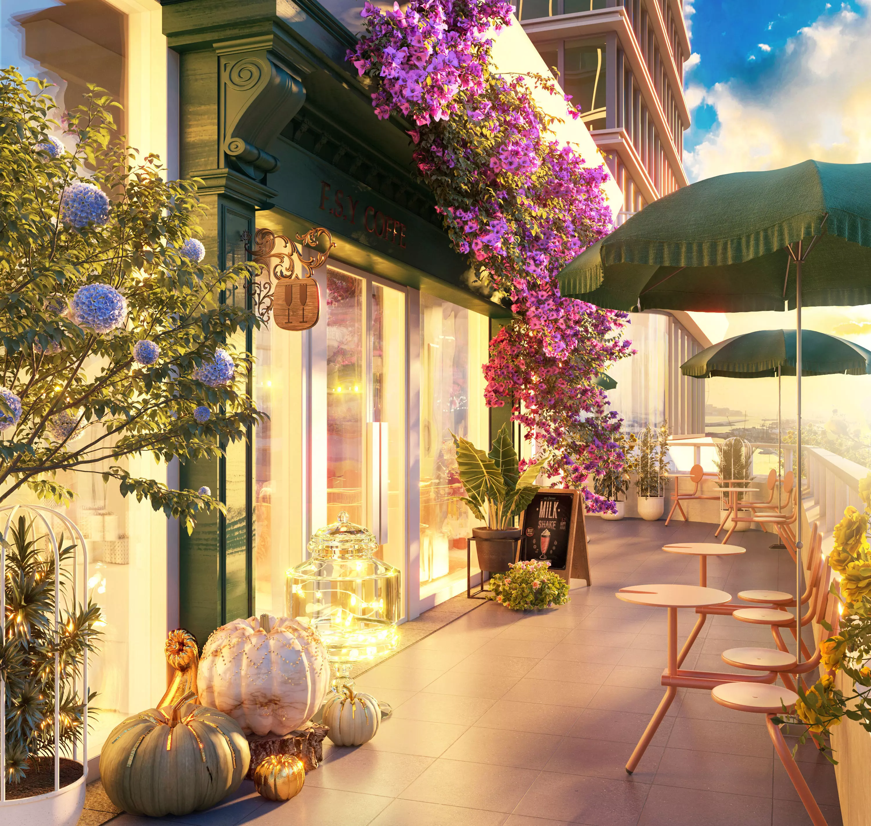 Morning Cafe 3D model_0