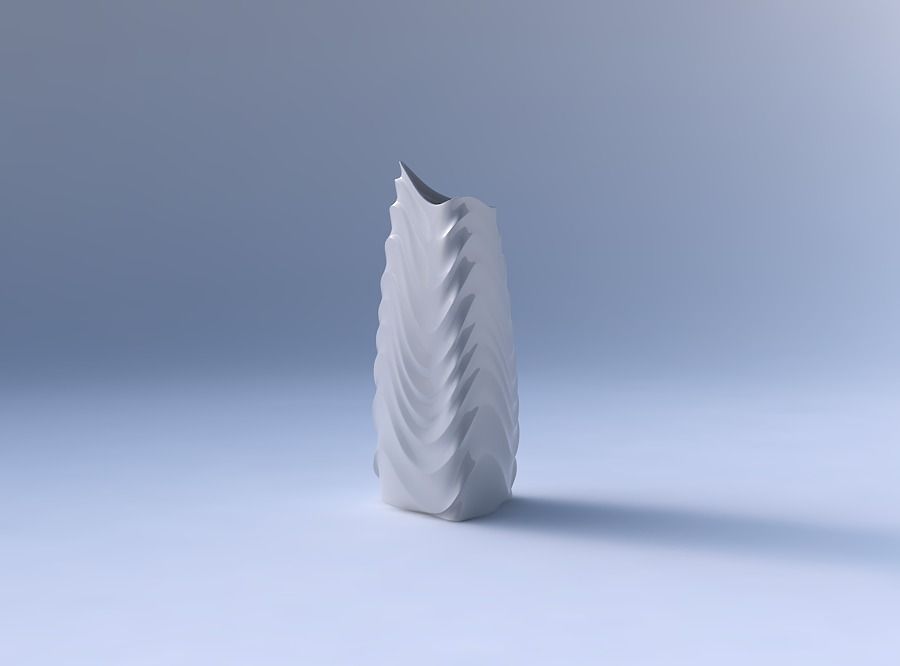 Vase curved tipping triangle 2 with curved horizontal wavy se... 3D print model_4