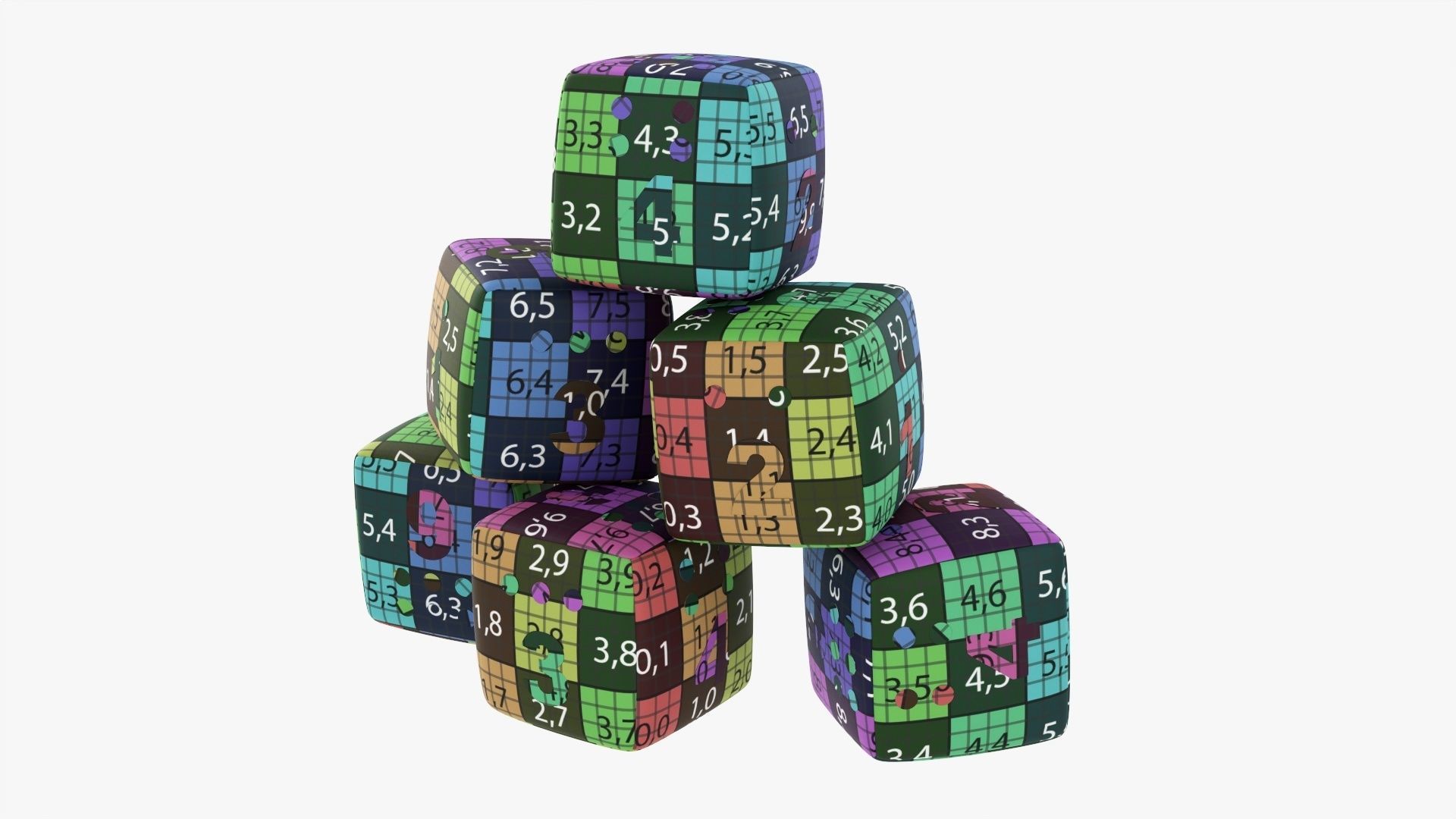 Soft baby cubes with numbers 01 3D model_13