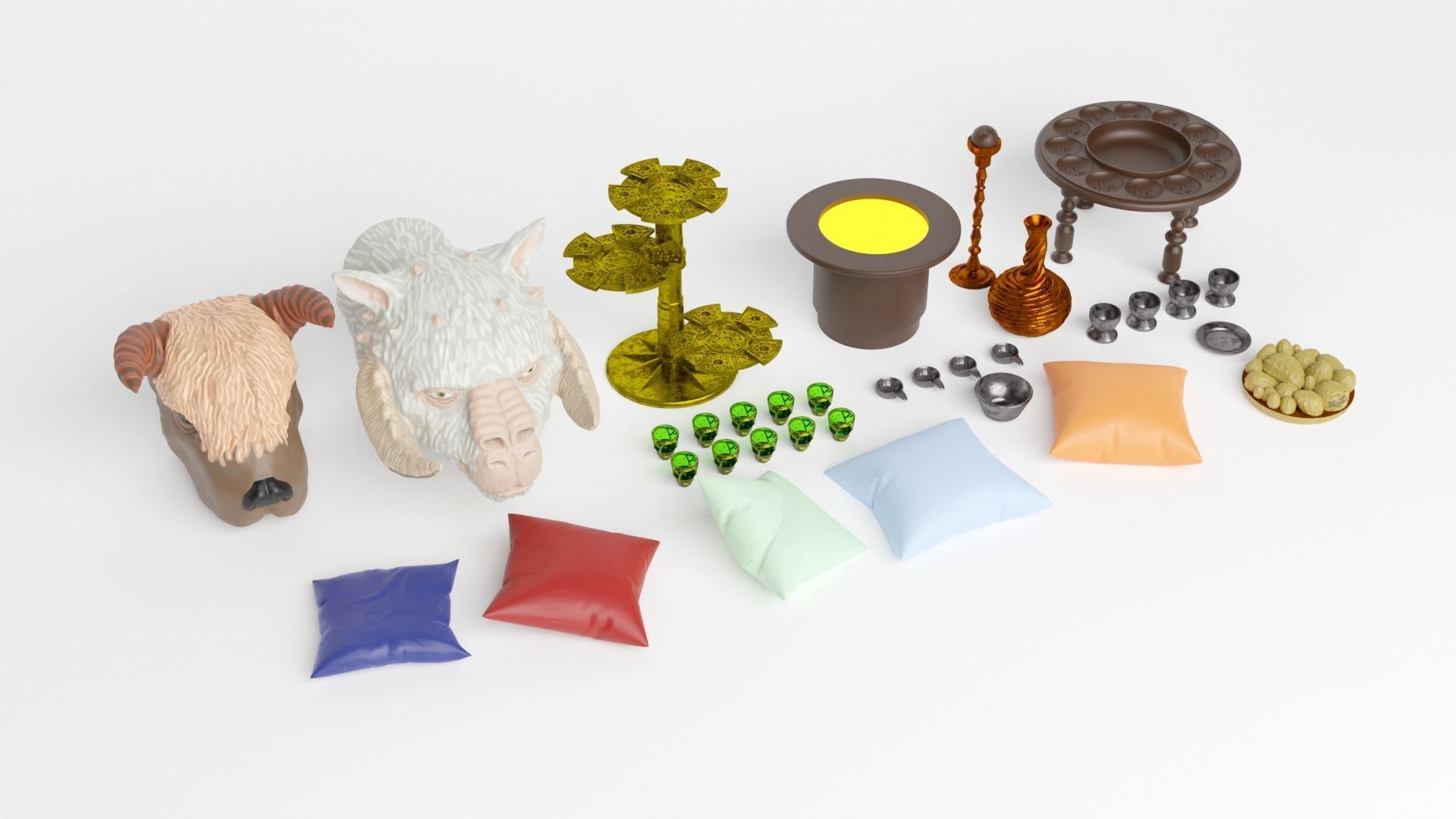 Jabbas Throne Room - Set 5a - Trophy room Attributes 1-18 scale 3D print model_3