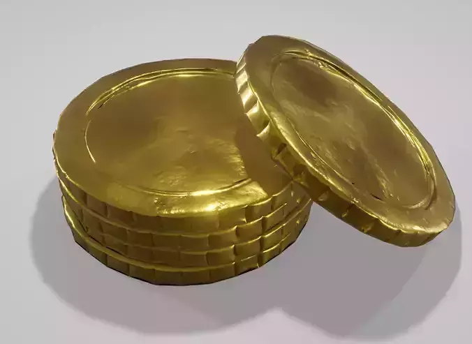 Ancient - old gold coin 3d model - PBR Low-poly 3D model  Low-poly 3D model