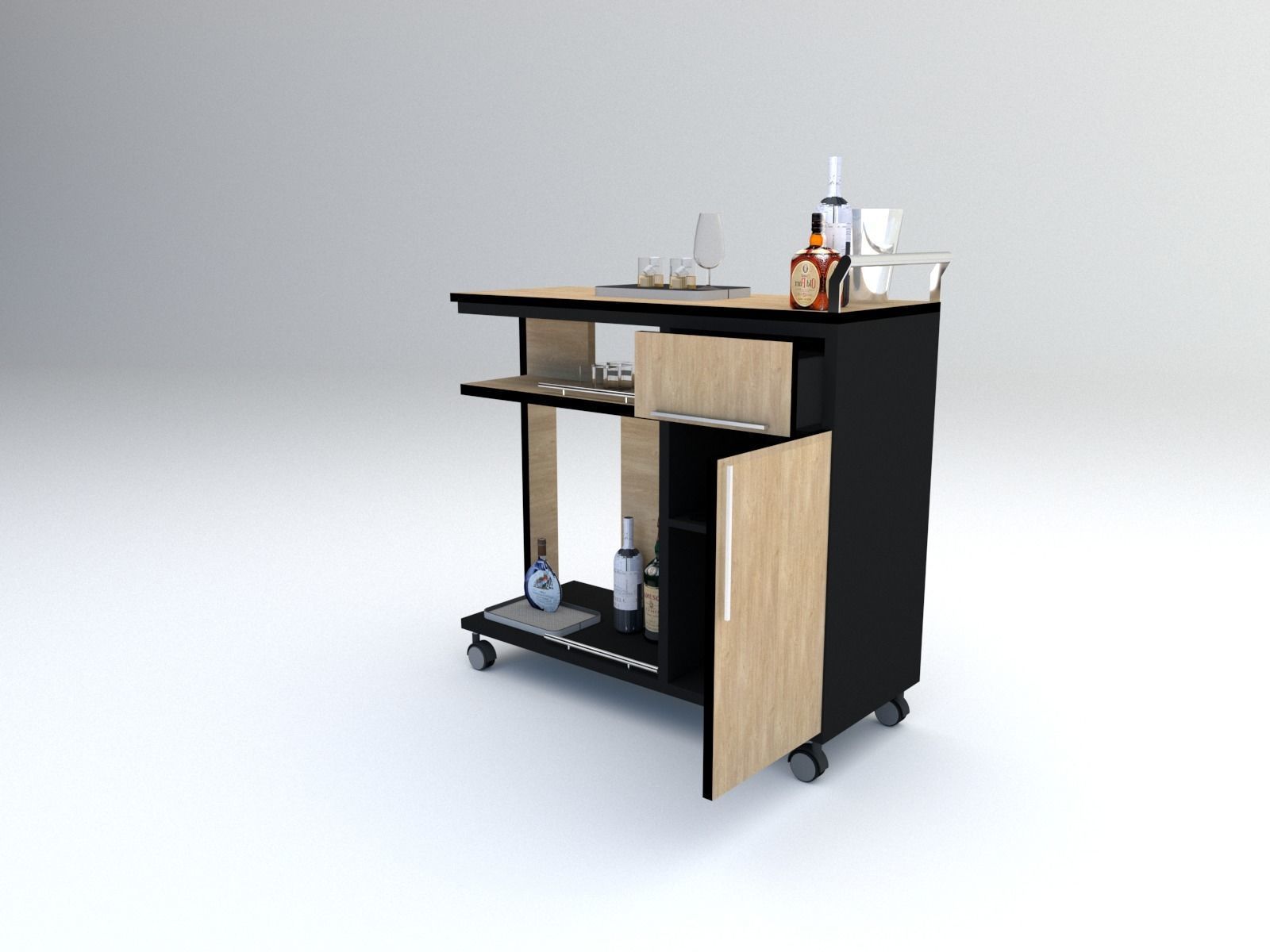 Beverage cart    trolley 3D model_1