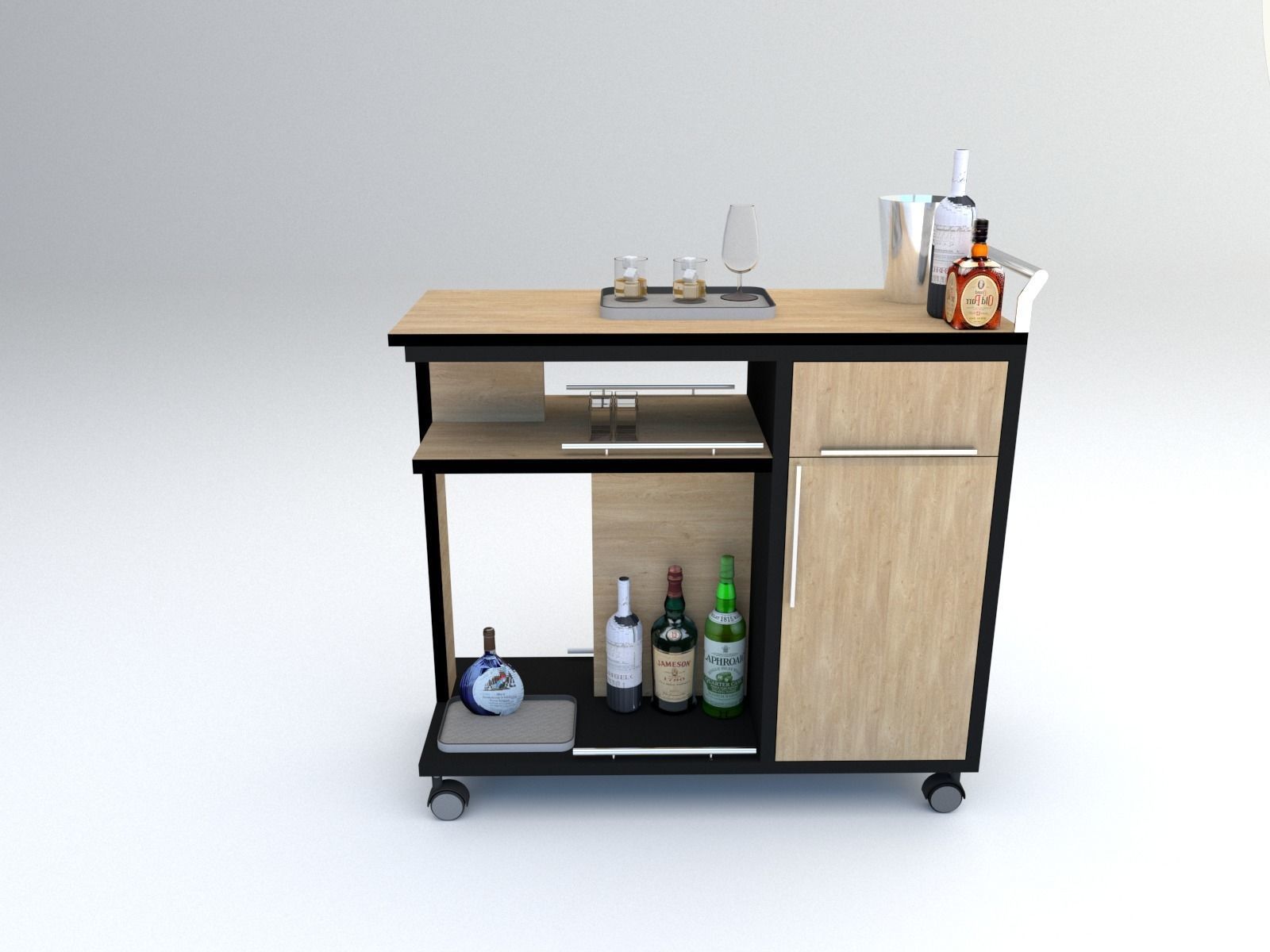 Beverage cart    trolley 3D model_2