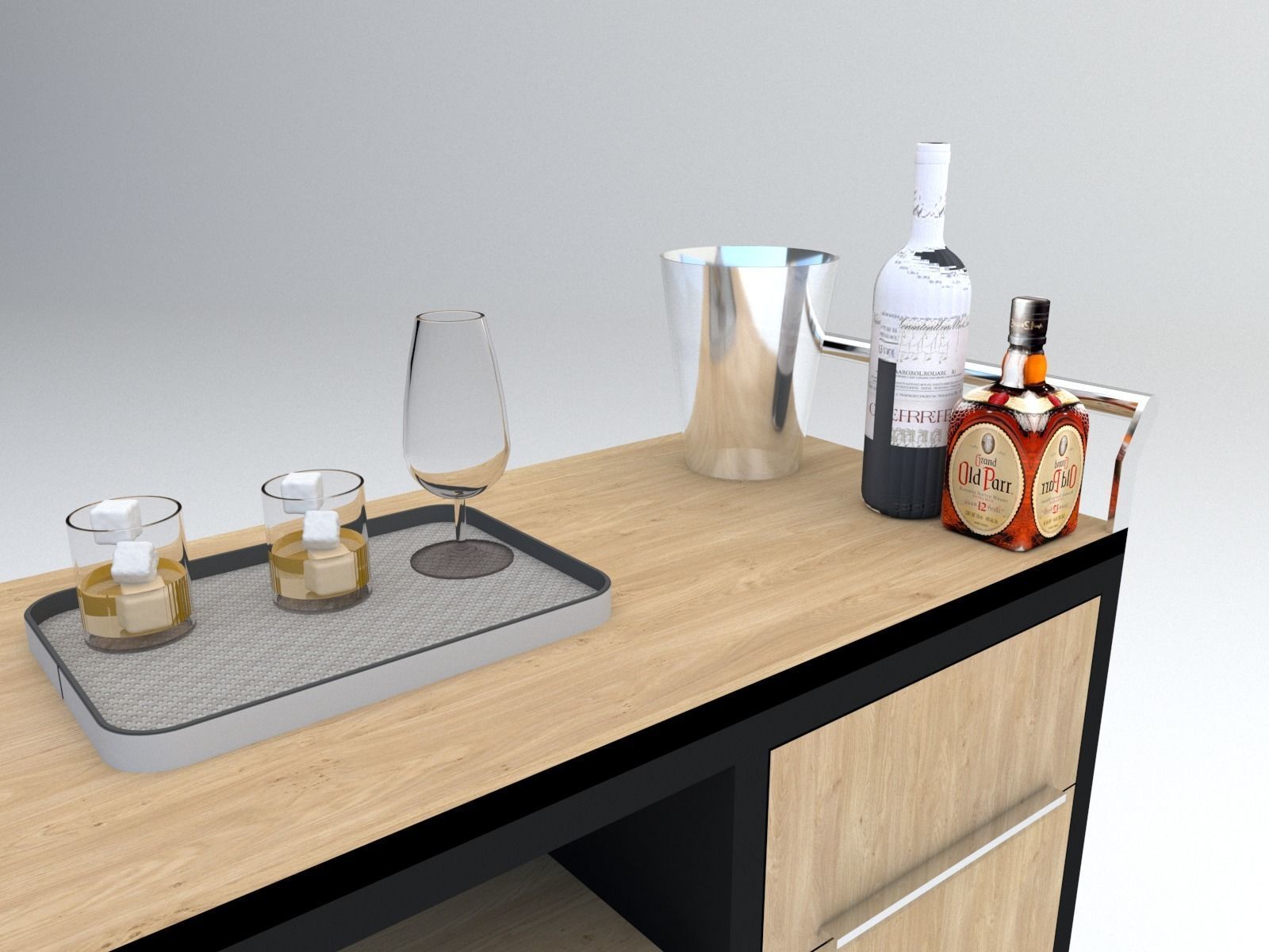 Beverage cart    trolley 3D model_4