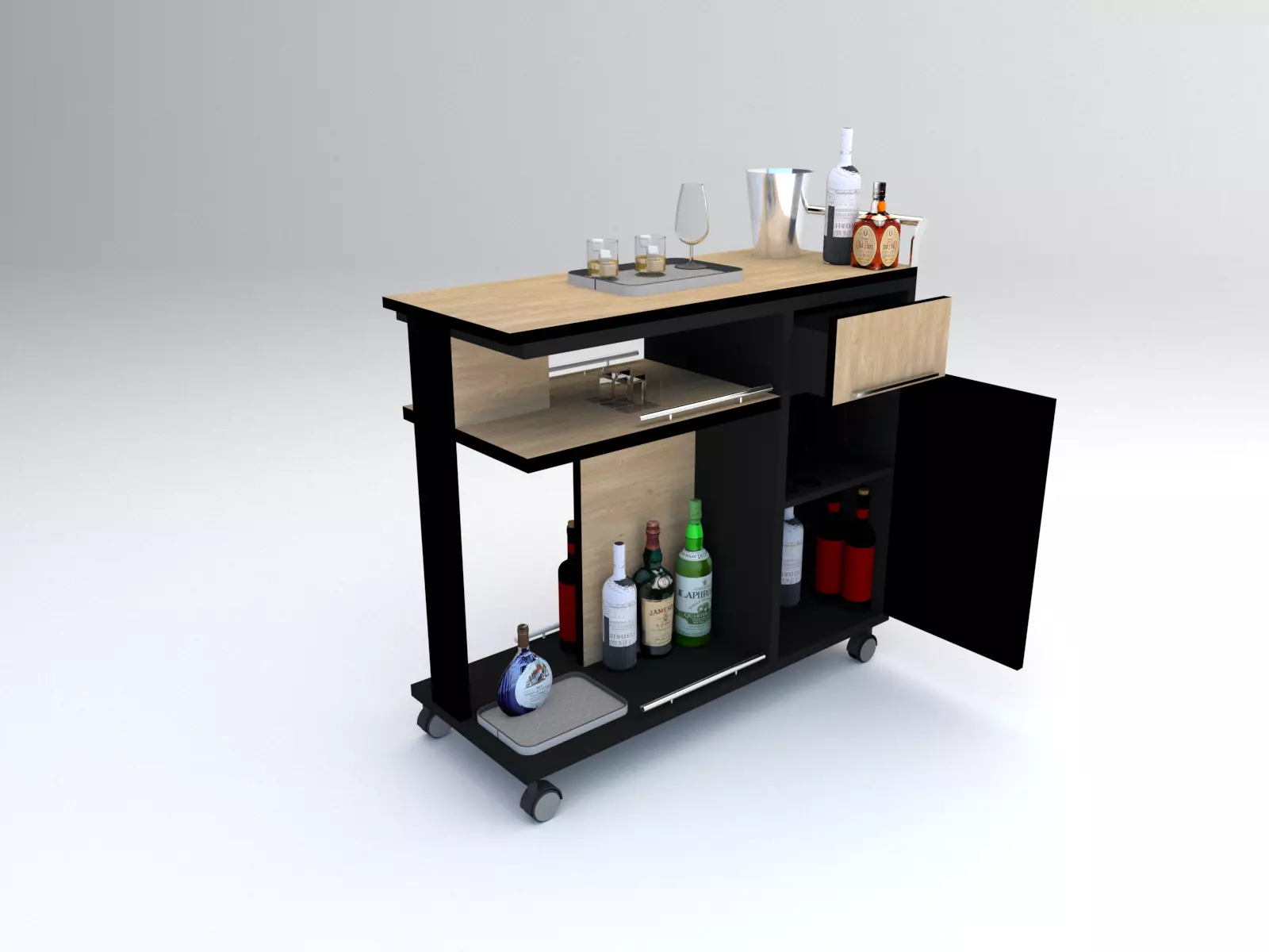 Beverage cart    trolley 3D model_0