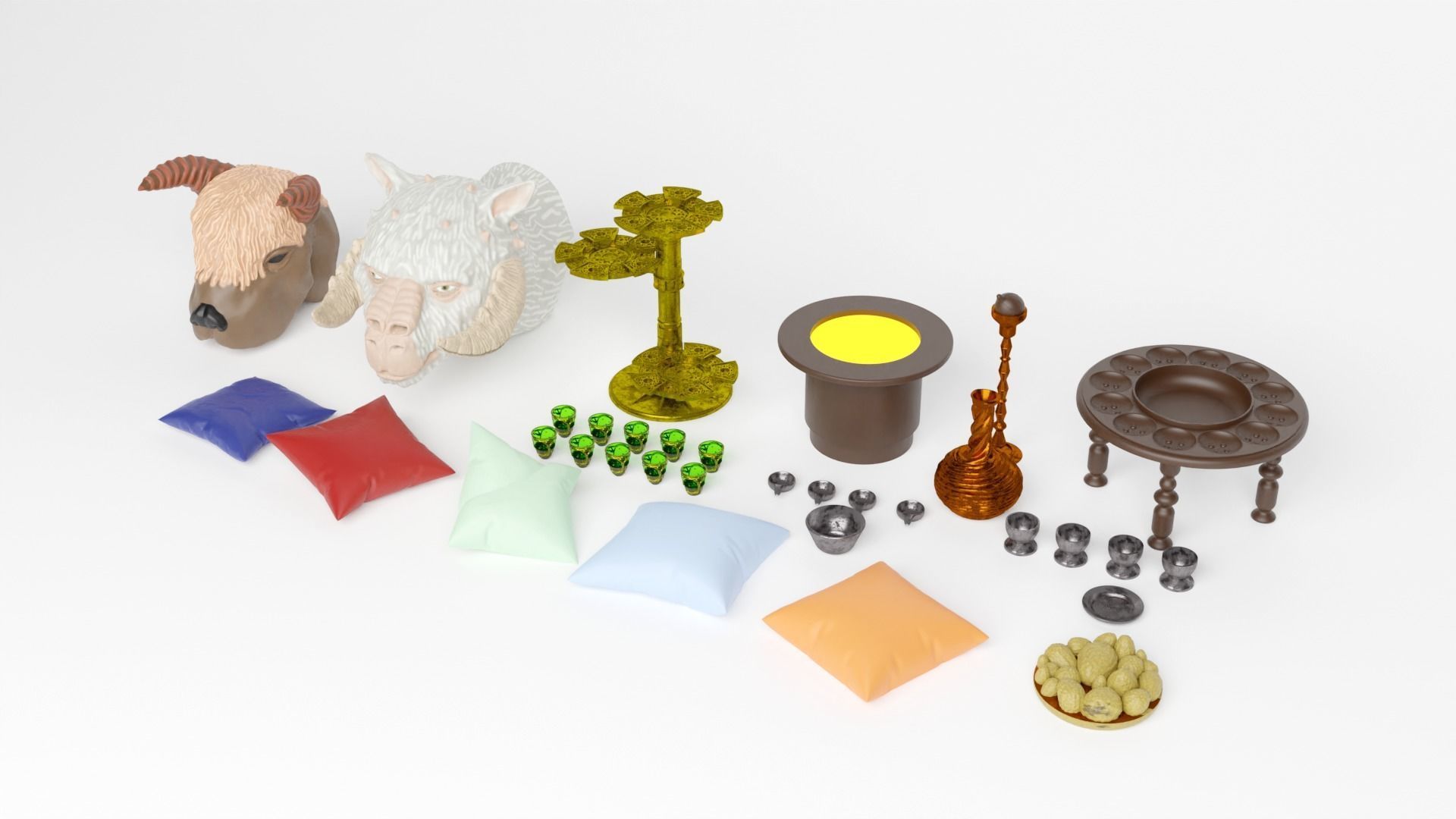 Jabbas Throne Room - Set 5a - Trophy room Attributes 1-6 scale 3D print model_4