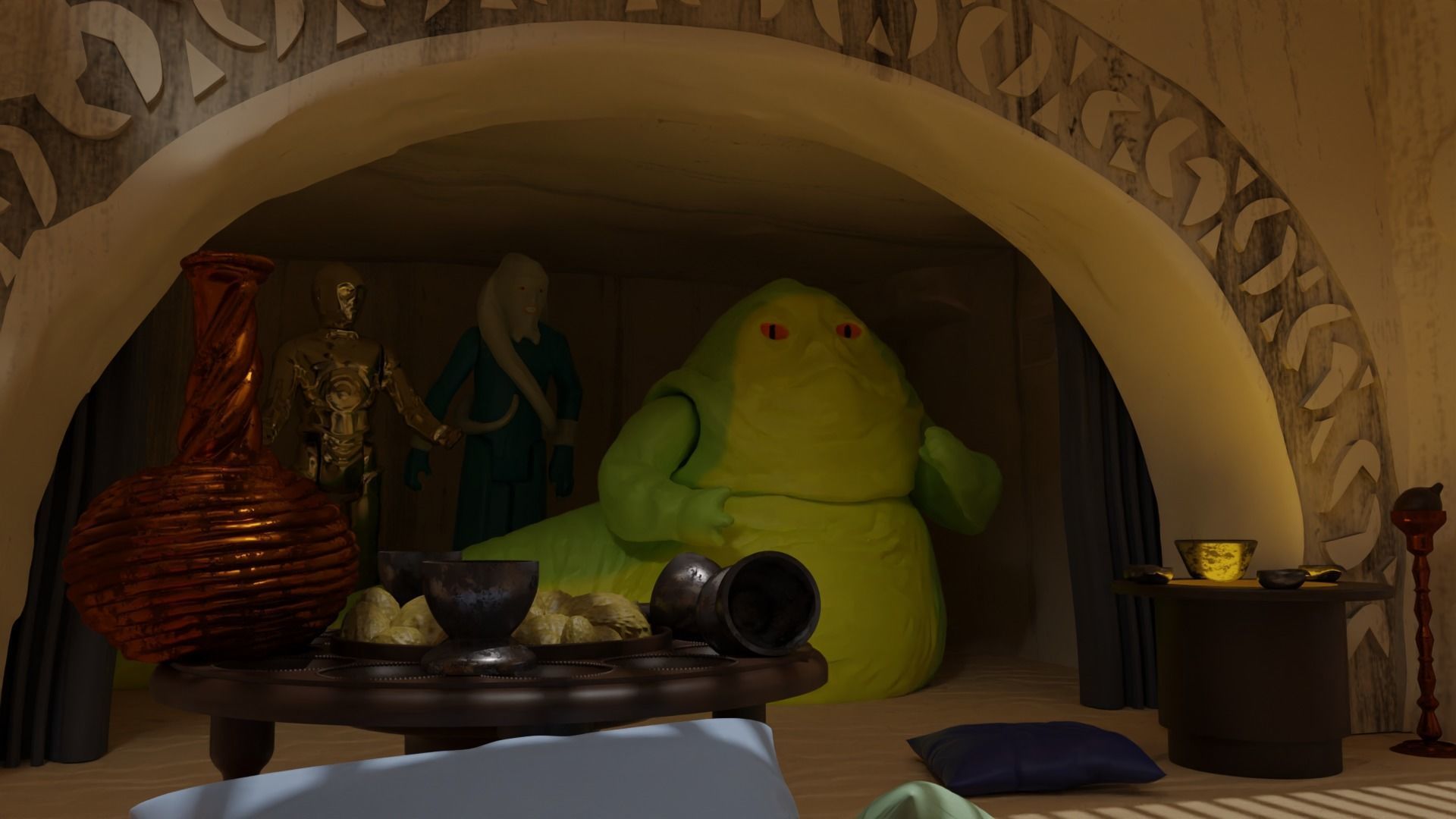 Jabbas Throne Room - Set 5a - Trophy room Attributes 1-6 scale 3D print model_19