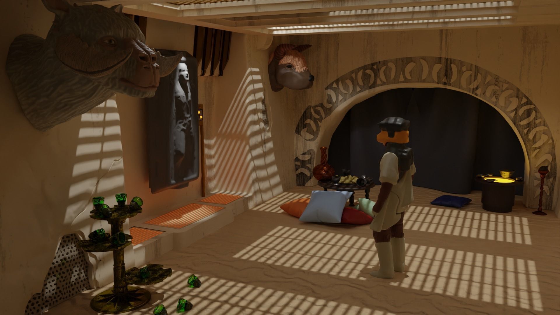 Jabbas Throne Room - Set 5a - Trophy room Attributes 1-6 scale 3D print model_18