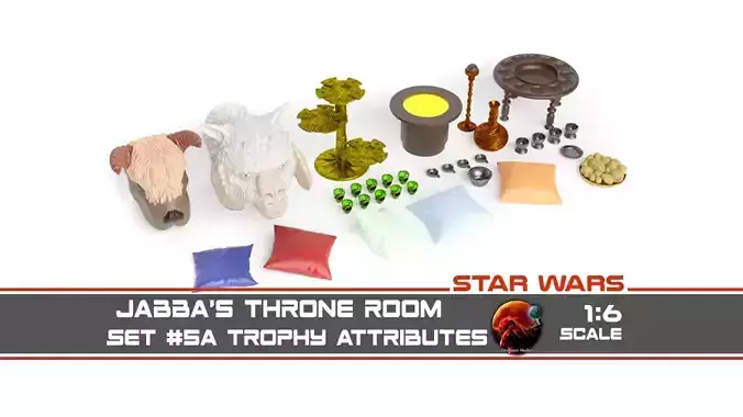 Jabbas Throne Room - Set 5a - Trophy room Attributes 1-6 scale 3D print model