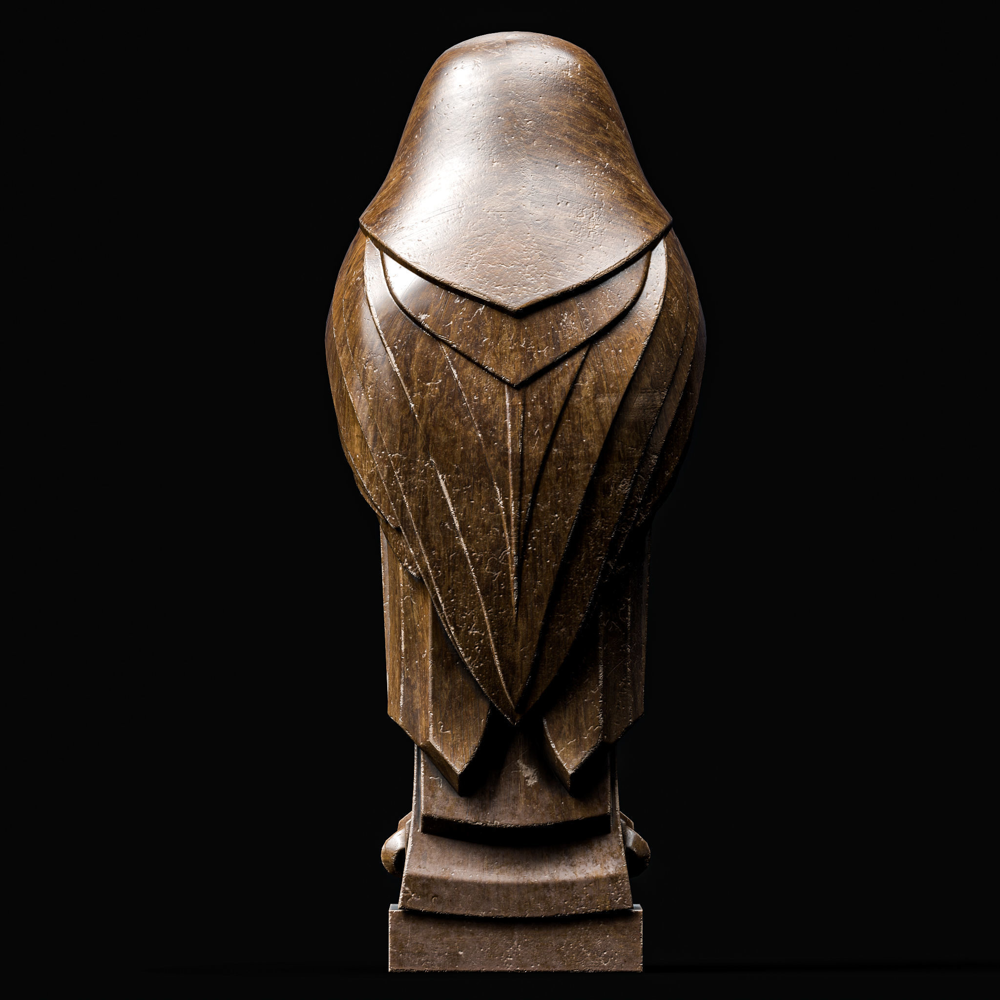 Eagle Bird Statue Sculpture Stylized Art Low-poly 3D model_3