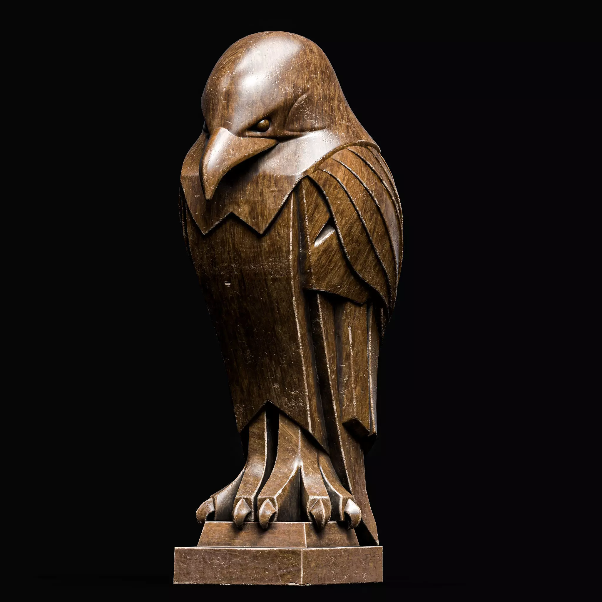 Eagle Bird Statue Sculpture Stylized Art Low-poly 3D model_0
