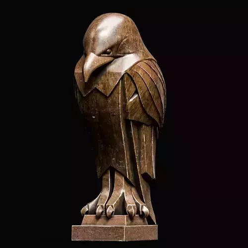 Eagle Bird Statue Sculpture Stylized Art Low-poly 3D model
