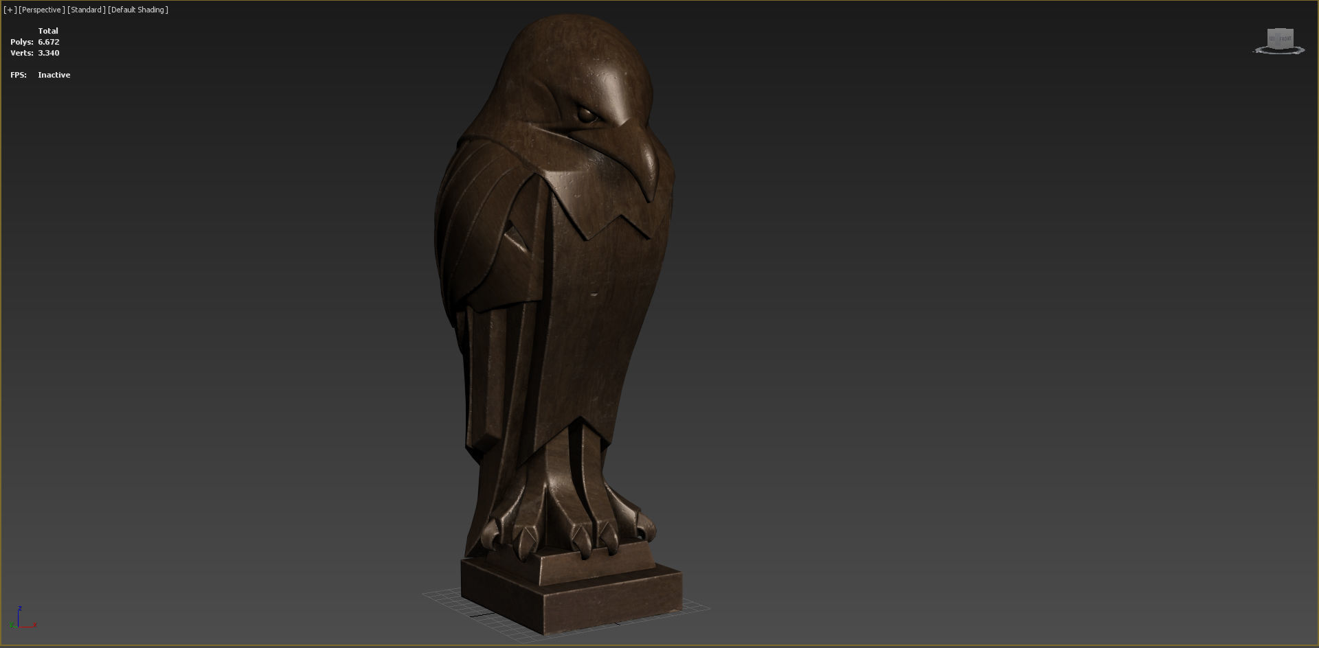 Eagle Bird Statue Sculpture Stylized Art Low-poly 3D model_5