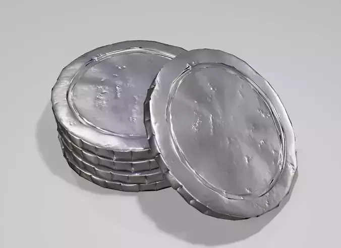 Ancient - old silver coin 3d model Low-poly 3D model
