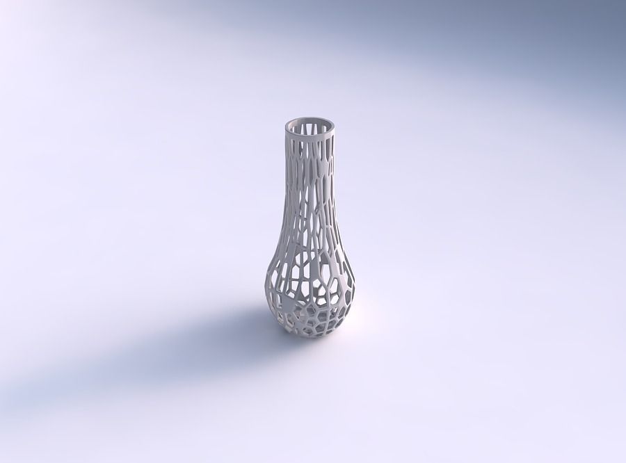 Vase curved 2 with faceted organic lattice 3D print model_0