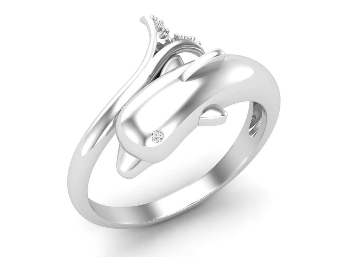 Dolphin Diamond Ring for woman 3D print model_2