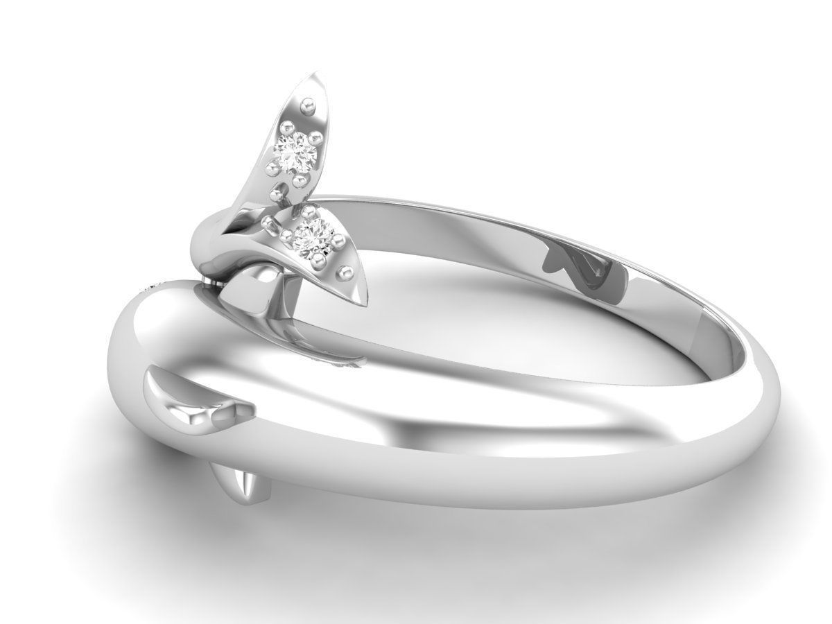Dolphin Diamond Ring for woman 3D print model_9
