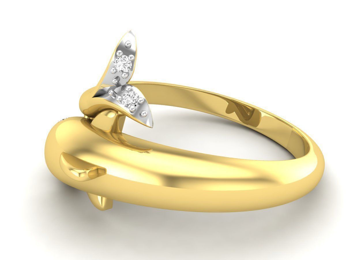 Dolphin Diamond Ring for woman 3D print model_11