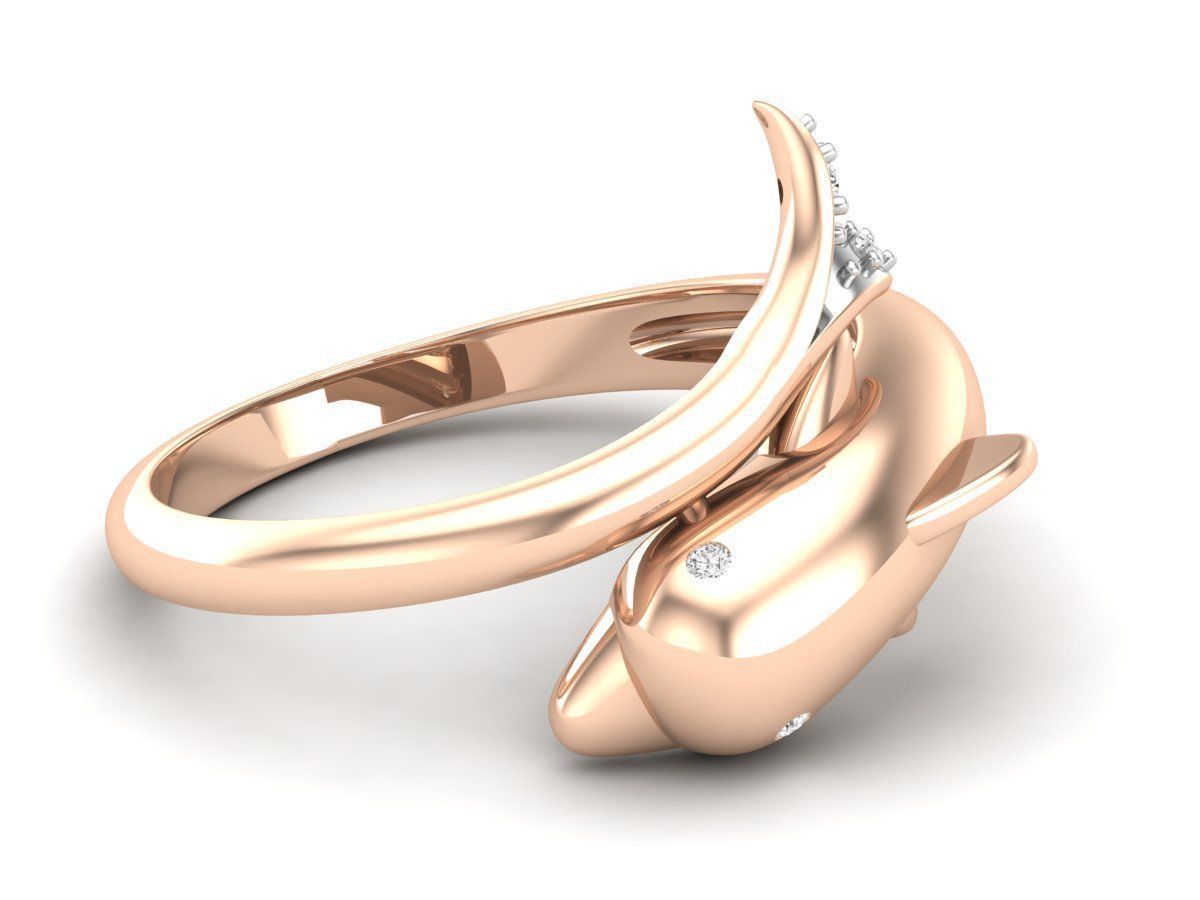 Dolphin Diamond Ring for woman 3D print model_3