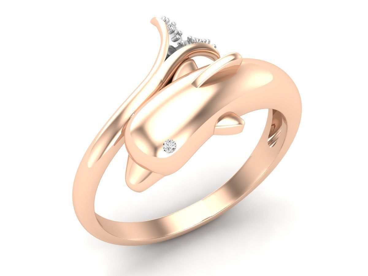 Dolphin Diamond Ring for woman 3D print model_1