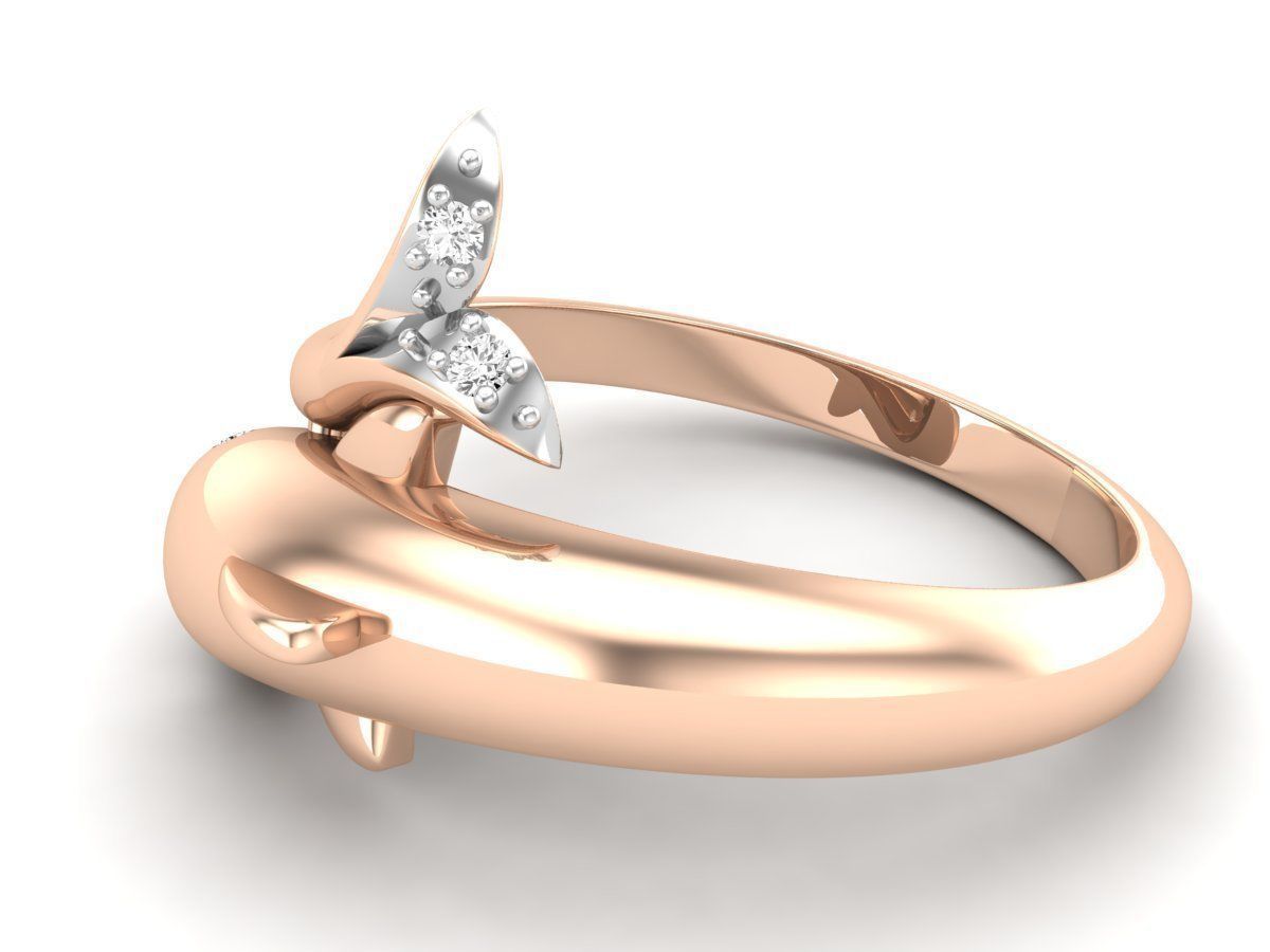 Dolphin Diamond Ring for woman 3D print model_10