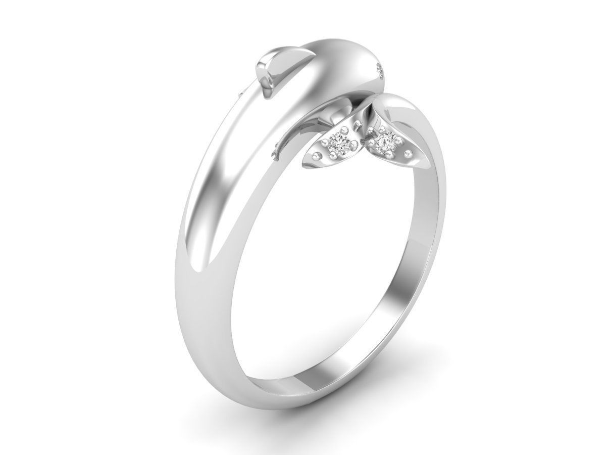 Dolphin Diamond Ring for woman 3D print model_18