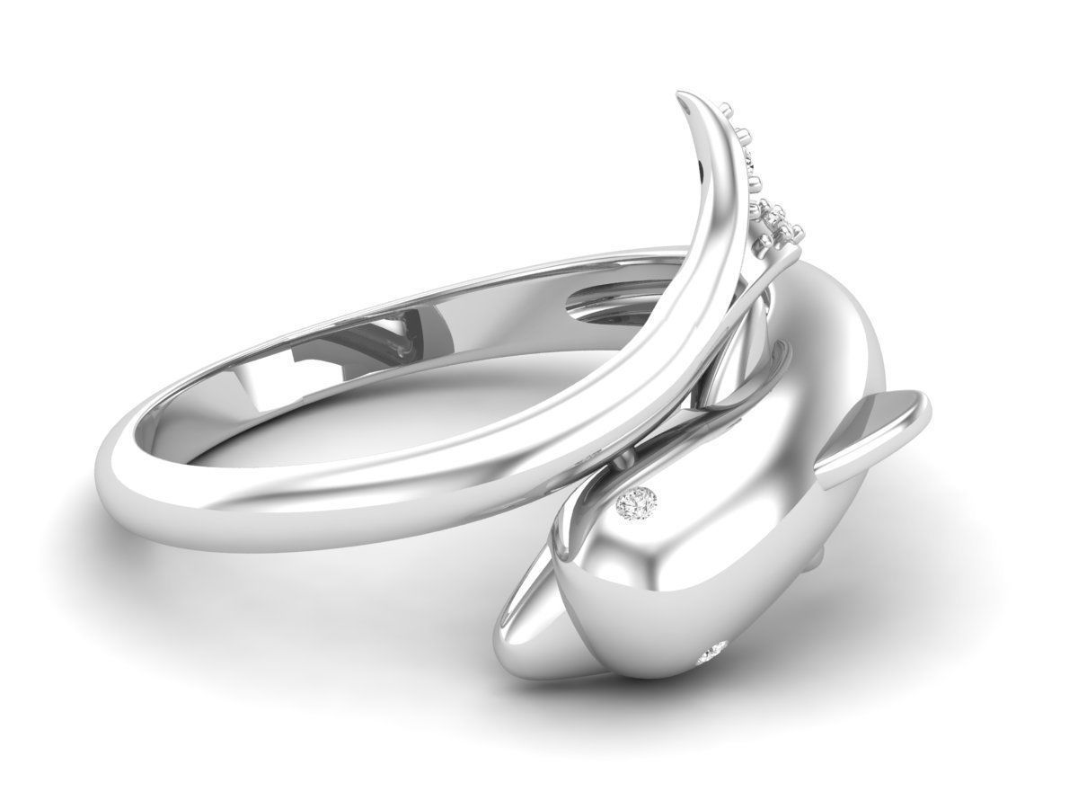 Dolphin Diamond Ring for woman 3D print model_4