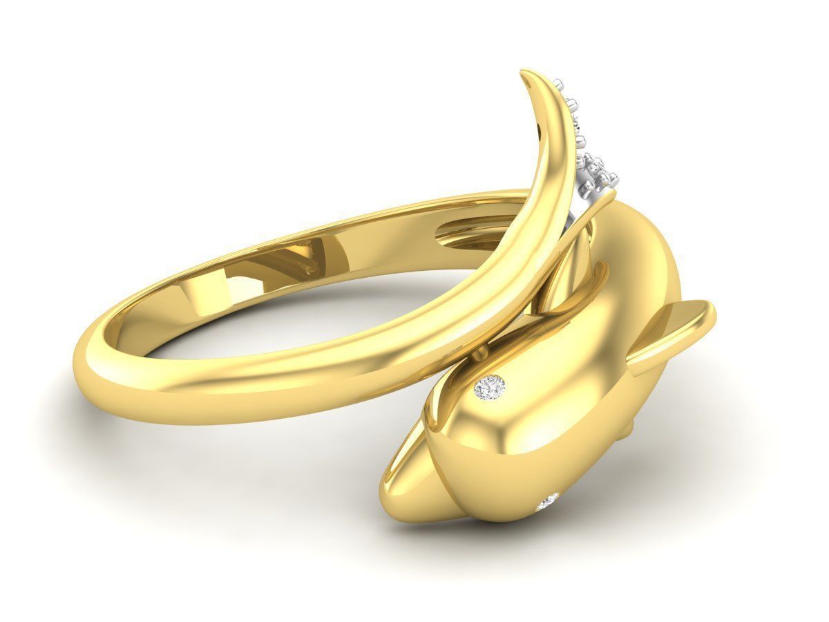 Dolphin Diamond Ring for woman 3D print model_5